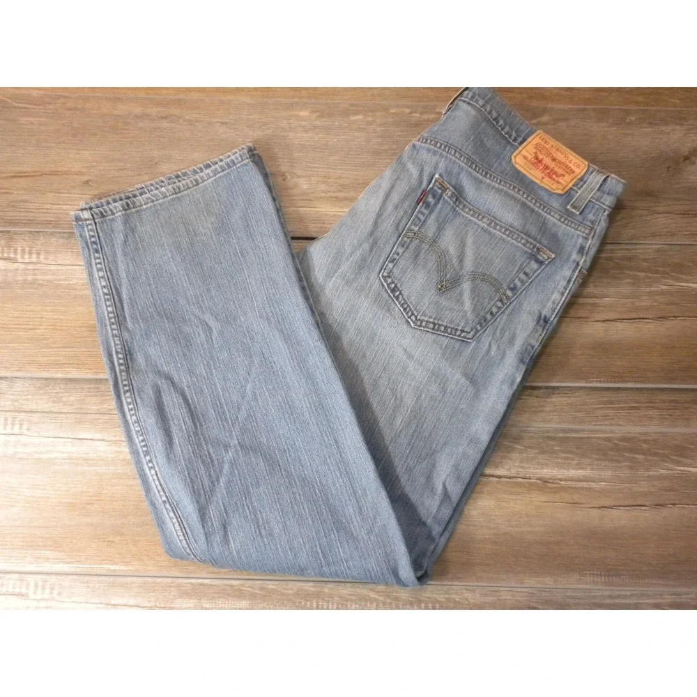 Levi's 559 Jeans‎ Mens 36x34 Blue Denim Relaxed Straight Light Wash Heel Drag